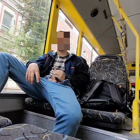 Super hot risky jerk in public bus