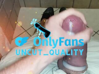 slow uncut taut foreskin play! phimosis big white shlong