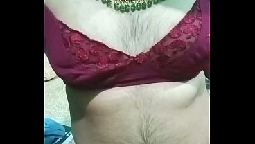 Indian Gay Crossdresser Bottom crossdressing in silky saree with heavy jwellery real homemade sex