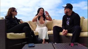 Latina MILF Evita Love strips and chats by pool