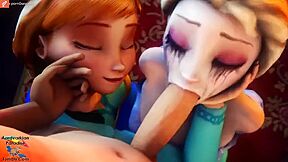 Deep Throat Blowjob With Princesses From The Cartoon Frozen