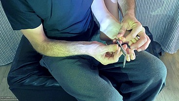 Toe Cuff Bondage Casual BDSM Toenail Clipping Session