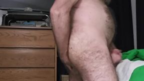 Stroking hard cock and cumming