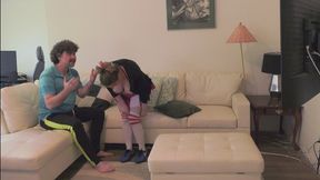 Stepdad creampies his stepdaughter to help his favorite team win