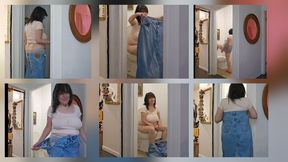 BLUE JEAN SKIRT PEEING AND MORE