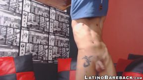 Athletic Latino twink Nick Maori cums and masturbates solo