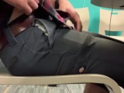 Squeezing one out in Zoom class (precum and cum shot)