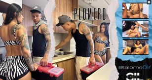 Hot Latina MILF seduces the attractive plumber and gets fucked hard