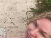 British milf holidaymaker sucks and fucks on the beach in cancun.
