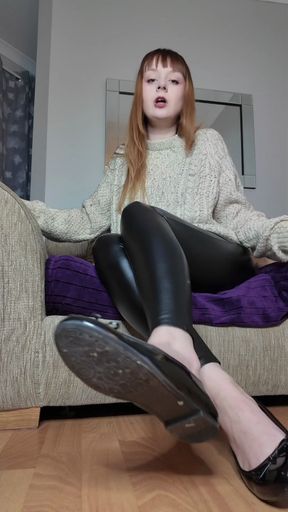 Worship my flat shiny shoes