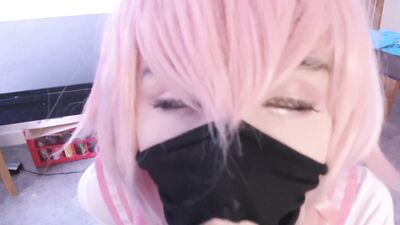 Lewd cosplay slut plays with toys