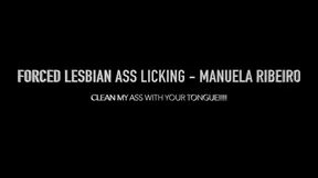 Wildly dominant lesbian Manuela Ribeiro gags her lover with tongue and