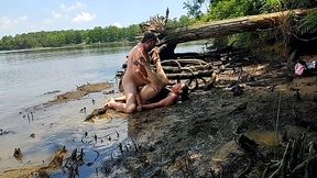 Thick wife fucked in the mud on a nature walk - Becky Tailorxxx