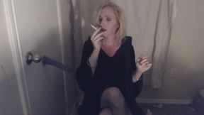 Goth Tranny smokes deep and rides dildo till cum shot drowns her.