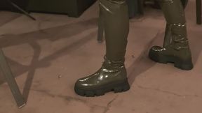 Virgin roommate got caught filming patent leather boots