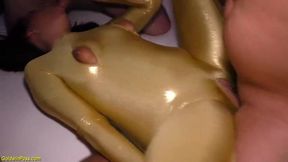 Spandex Group Orgy with Wild Party Atmosphere and Intense Action