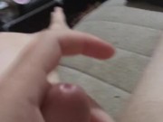 Tgirls lady dick oozing hot cum after a month of edging