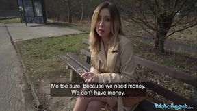MILF gets a hearty blowjob from a huge cock in public