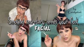 Smoking secretary needs your cock Facial