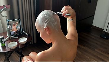 I'_M COMPLETELY BALD! I shave my head with clippers and a razor, washing it and touching close up