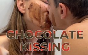 Galaxy chocolate kissing - deep kissing, snogging in melted chocolate