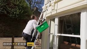 BRAZZERS - Sexy Homeowner Kayla Wild Trades Her Cash Tip For A Double Dicking From Window Washers