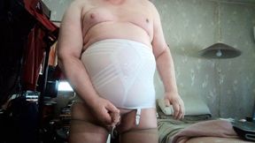 GIRDLED GAY BOY-masturbating wiener cum