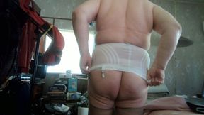 GIRDLED GAY BOY-masturbating wiener cum