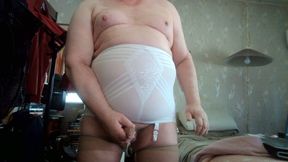 GIRDLED GAY BOY-masturbating wiener cum