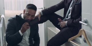 Nude men share the small bathroom for intimate gay fetishes