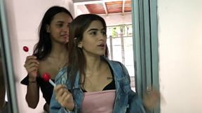 Hot lesbian stepsisters crave wild sex, soaked and ready for raw pleasure after a night out