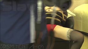 Bound Jap Slut Gushes Bondage Orgasm Juice Floods Red Panties