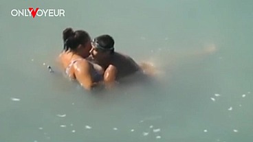 Beach Voyeur. BBW girl fucked in the coastal waves