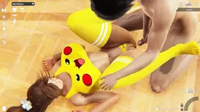 Animated 3D cuties practice their skills in a spicy anime world