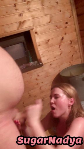 I had to jerk off his fat dick in sauna