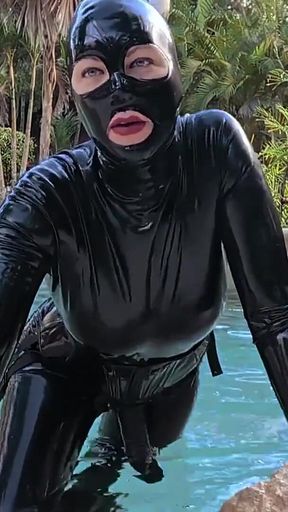 Worship Your Rubber Goddess by the Pool