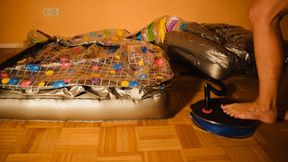 Part 2 blow up rare vintage inflatable air mattress barefoot with pump