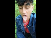 Twink drinks cruiser´s used condom