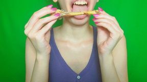 I lick a chicken leg bone