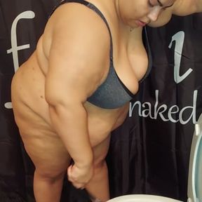 Ari cleaning the toilet