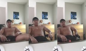 Jocky trans man gets busted by roomie while playing with his massage gun