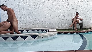 I GO TO THE POOL WITH MY WIFE AND WHILE SHE IS NEGLECTED WITH HER CELL PHONE I FUCK HER STEPSISTER IN HER NOSES