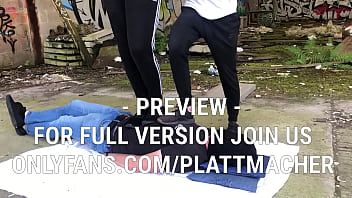 2 Masters trampling on the slave in Adidas yeezy and nmd