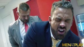 MENATPLAY - Bottom hunk in suit Logan Moore anal fucked hard