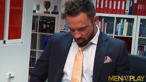 MENATPLAY - Bottom hunk in suit Logan Moore anal fucked hard