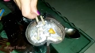 Beautiful Angel Fowler Smoking and having coffee between shoots