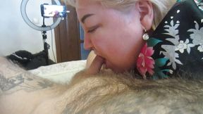 Stepmother in law sucks cock swallowing it up to the balls from which I intensively cum