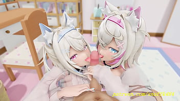 noVR mmd FuwaMoco BlowJob 3d hololive Hentai