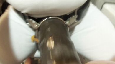 Latex gloved wife makes her sub husband beg in rough strapon humiliation