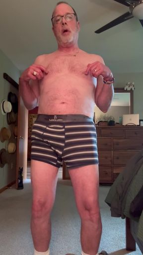 Daddy hard in underwear - strips - cums